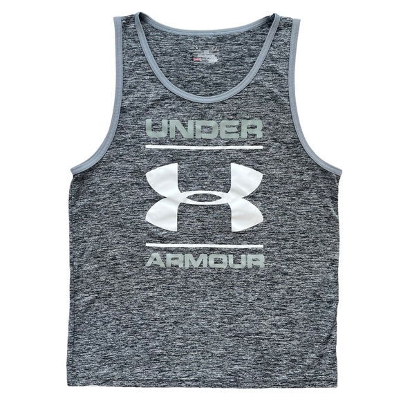 Under Armour Other - Under Armour Heatgear Men’s Sz Medium Gray Malachite Graphic Logo Loose Tank Top